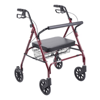 Drive 10215RD-1 Heavy Duty Bariatric Rollator w/ Large Padded Seat-Red