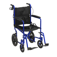 Drive EXP19LTBL Expedition Transport Wheelchair w/ Hand Brakes-Blue