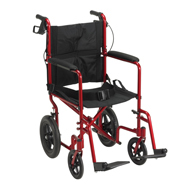 Drive EXP19LTRD Expedition Transport Wheelchair w/ Hand Brakes-Red