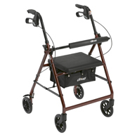 Drive R726RD Rollator w/ 6" Wheels-Removable Back Support & Seat-Red
