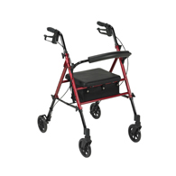 Drive Medical RTL10261RD Adjustable Height Rollator w/ 6" Wheels-Red