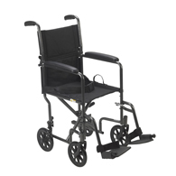 Drive TR37E-SV Steel Transport Wheelchair-Fixed Full Arms-17" Seat