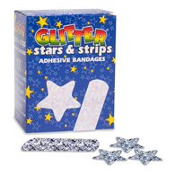 Dukal 424960 Stat Strip Adhesive Strip Bandage, Kid Design- Glitter Stars & Stripes (BX/100)