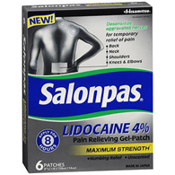 Salonpas Emerson Healthcare 46581083006-Salonpas Lidocaine Topical Pain Relief Patch, Pain Relief (BX/6)