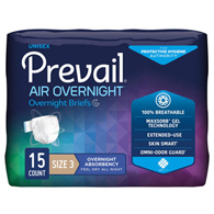 Prevail Air Overnight First Quality NGX-014-Prevail AIR Overnight Briefs, Heavy Absorbency, Unisex Adult, Disposable (BG/15)