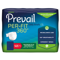 Prevail Per-Fit 360° First Quality PFNG-012/2-Prevail Per-Fit 360° Daily Briefs, Maximum Plus, Size 1, Adult Briefs & (PK/20)
