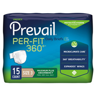 Prevail Per-Fit 360° First Quality PFNG-014/1-Prevail Per-Fit 360° Daily Briefs, Maximum Plus, Size 3, Adult Briefs & (PK/15)
