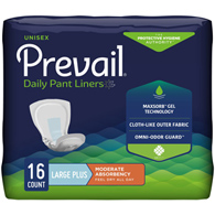 Prevail Daily Pant Liners First Quality PL-113/1-Prevail Daily Pant Liners Moderate Absorbency Bladder Control Pad (CS/96)