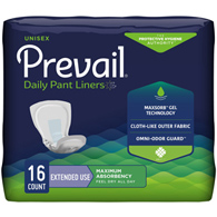 Prevail Daily Pant Liners First Quality PL-115-Prevail Daily Pant Liners Moderate Absorbency Incontinence Liner (PK/16)