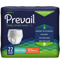 Prevail PV-511 Extra Absorbency Unisex Protective Underwear - Pack of 22 - Small
