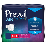Prevail Air First Quality PVBNG-012CA/1-Prevail Air Stretchable Briefs Ultimate Plus Absorbency, Size 1, Adult Briefs (PK/20)