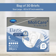 MoliCare Premium Elastic 6D Hartmann 165273-MoliCare Premium Elastic Incontinence Brief, 6D, Large, Adult Briefs & (BG/30)
