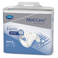 MoliCare Premium Elastic 6D Hartmann 165273-MoliCare Premium Elastic Incontinence Brief, 6D, Large, Adult Briefs & (BG/30)