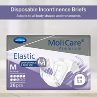 MoliCare Premium Elastic 8D Hartmann 165472-MoliCare Premium Elastic Incontinence Brief, 8D, Medium (BG/26)