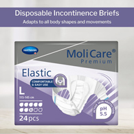 MoliCare Premium Elastic 8D Hartmann 165473-MoliCare Premium Elastic Incontinence Brief, 8D, Large, Adult Briefs & (CS/72)