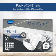 MoliCare Premium Elastic 10D Hartmann 165672-MoliCare Premium Elastic Incontinence Brief, 10D, Medium, Adult Briefs & (PK/14)