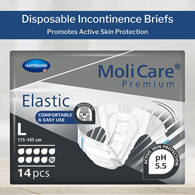 MoliCare Premium Elastic 10D Hartmann 165673-MoliCare Premium Elastic Incontinence Brief, 10D, Large, Adult Briefs & (PK/14)