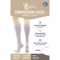 6 Pack of Mobius Wellness 18 mmHg Knee High Anti-Embolism Hosiery-White