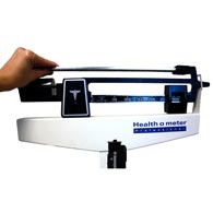 Healthometer 450KLWH Beam Scale w/ Height Rod, Rotating Poise Bar, Counterweights and Wheels