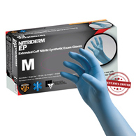 NitriDerm EP Innovative Healthcare 182200 NitriDerm EP Nitrile Extended Cuff Exam Glove, Medium, Blue (CS/1000)