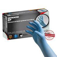 NitriDerm EP Innovative Healthcare 182300 NitriDerm EP Nitrile Extended Cuff Exam Glove, Large, Blue (BX/100)