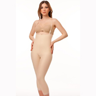 Isavela BS06 Stage 2 Body Suit With Suspenders Below Knee-2XL-Beige