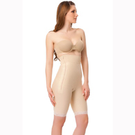Isavela GR03 High Waist Abdominal Girdle with Zippers-2XL-Beige 