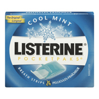 Listerine Pocketpaks J & J Sales 01254743310-Breath Strips Listerine Pocketpaks 0.1 oz Cool Mint Flavor, Mouthwash (CT/12)