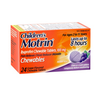 MOTRIN J & J Sales 30045093226-Motrin Children's Ibuprofen Chewable Tablets Dye-Free Grape, Pain Relief (BT/24)