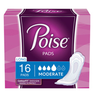 Poise Kimberly Clark 19566-Poise Bladder Control Pads, Adult Women, Moderate Absorbency, Disposable, 12.4" Length (PK/16)