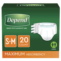 Depend Kimberly Clark 35456-Depend Maximum Incontinence Brief, Small/Medium (CS/60)