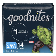 GoodNites Kimberly Clark 41313-GoodNites Absorbent Underwear, Small/Medium, Youth Briefs & Training Pants (PK/14)