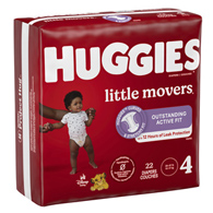 Huggies Little Movers Kimberly Clark 49679-Huggies Little Movers Diaper, Size 4, Baby Diapers (PK)