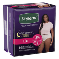 Depend Night Defense Kimberly Clark 51702-Depend Night Defense Absorbent Underwear, Large, Underwear (PK/14)
