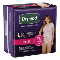 Depend Night Defense Kimberly Clark 51703-Depend Night Defense Absorbent Underwear, Medium, Underwear (PK/15)