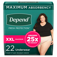 Depend Fresh Protection Kimberly Clark 53306-Depend Fresh Protection Womens Maximum Absorbency Underwear, 2Extra Large, 22 (CS/44)