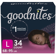 GoodNites Kimberly Clark 53361-Goodnites Girls Heavy Absorbency Nighttime Underwear, Large, Overnight & Training Pants (CS/34)