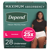 Depend Fresh Protection Kimberly Clark 53743-Depend Fresh Protection Womens Maximum Absorbency Underwear, Large, 28 (CS/56)