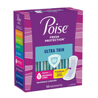 Poise Fresh Protection Ultra Thin Kimberly Clark 54352-Poise Fresh Protection Ultra Thin Pads, Maximum Long (CS/72)