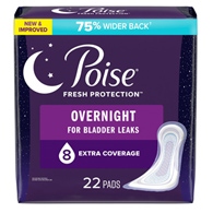 Poise Fresh Protection Overnight Kimberly Clark 54943-Poise Fresh Protection Overnight Pads, Incontinence Liners & (PK/22)