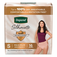 Depend Silhouette Kimberly Clark 55412-Female Adult Absorbent Underwear Depend Silhouette Waistband Style Small (PK/16)