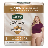 Depend Silhouette Kimberly Clark 55424-Female Adult Absorbent Underwear Depend Silhouette Waistband Style Large (PK/12)