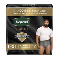 Depend Real Fit Kimberly Clark 55427-Male Adult Absorbent Underwear Depend Real Fit Waistband Style Large/Extra Large (PK/12)