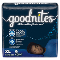 GoodNites Kimberly Clark 55592-Male Youth Absorbent Underwear GoodNites Pull On with Tear Away Seams Size 6/Extra Large (PK/9)
