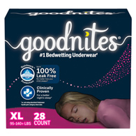 GoodNites Kimberly Clark 55773-Female Youth Absorbent Underwear GoodNites Pull On with Tear Away Seams Extra Large (CS/28)