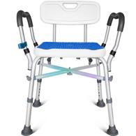 KingPavonini Heavy-Duty Shower Chair, 550-lb Capacity, Height Adjustable, Armless or with Arms