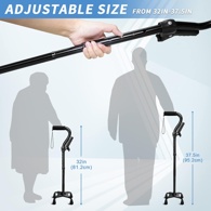KingPavonini Adjustable and Foldable Walking Cane, 300-lb Capacity, Black