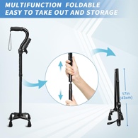 KingPavonini Adjustable and Foldable Walking Cane, 300-lb Capacity, Black