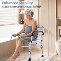 KingPavonini Heavy-Duty Shower Chair, 550-lb Capacity, Height Adjustable, Armless or with Arms