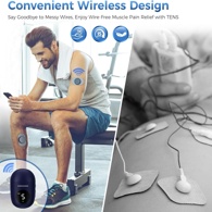 KingPavonini Wireless TENS Unit for Pain Relief (4 Electrode Pads) - Blue